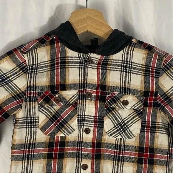 Art Class Toddler Boy Hooded Flannel Long Sleeve Button Up Shirt Size 2T - Picture 2 of 16